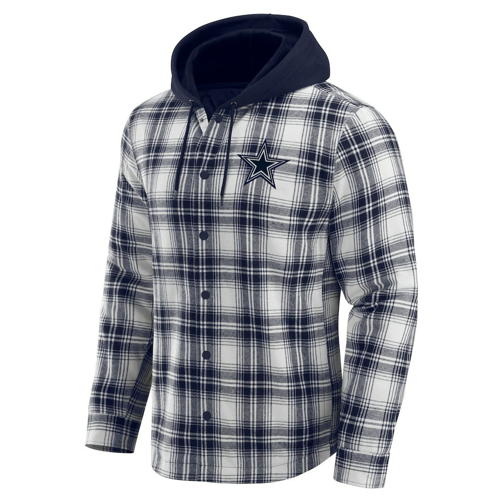Dallas Cowboys Fanatics Darius Rucker Collection Plaid Flannel Quilted Full-Snap Hooded Shacket