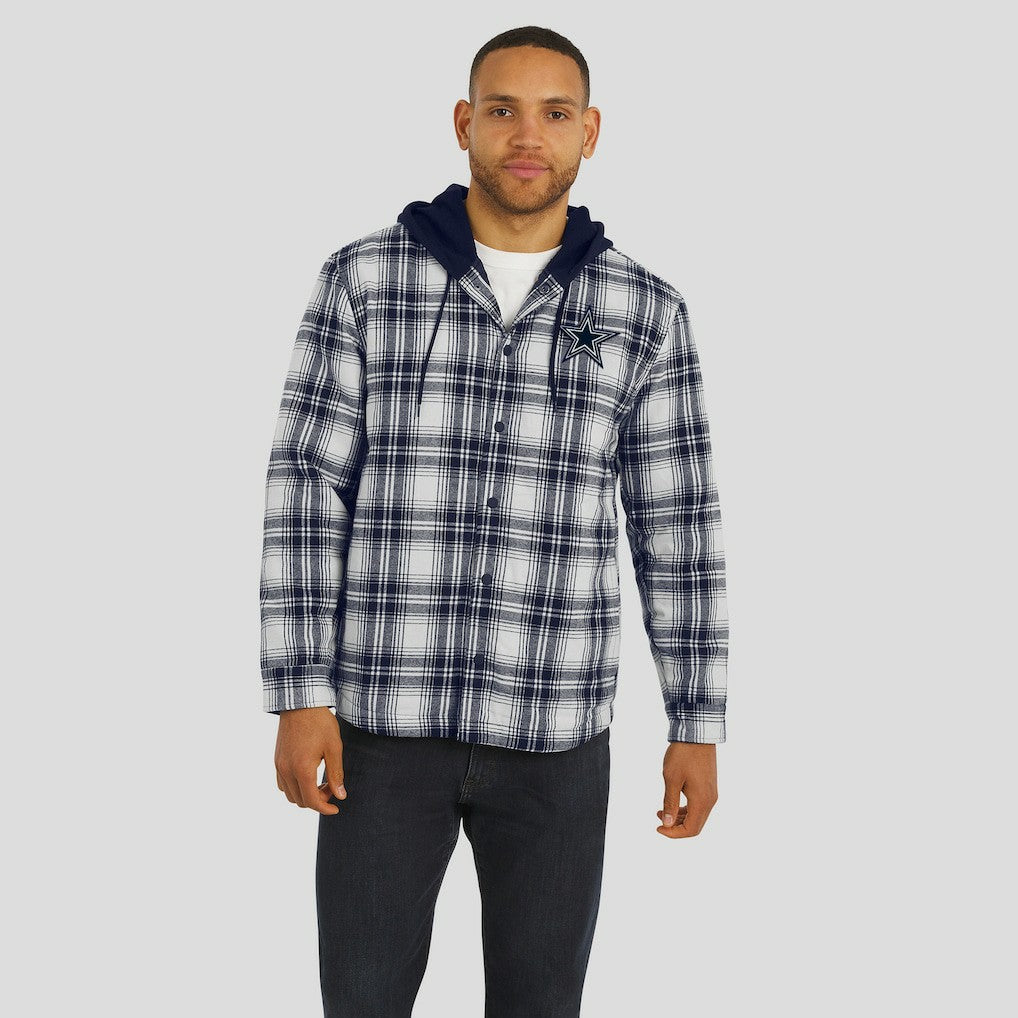 Dallas Cowboys Fanatics Darius Rucker Collection Plaid Flannel Quilted Full-Snap Hooded Shacket