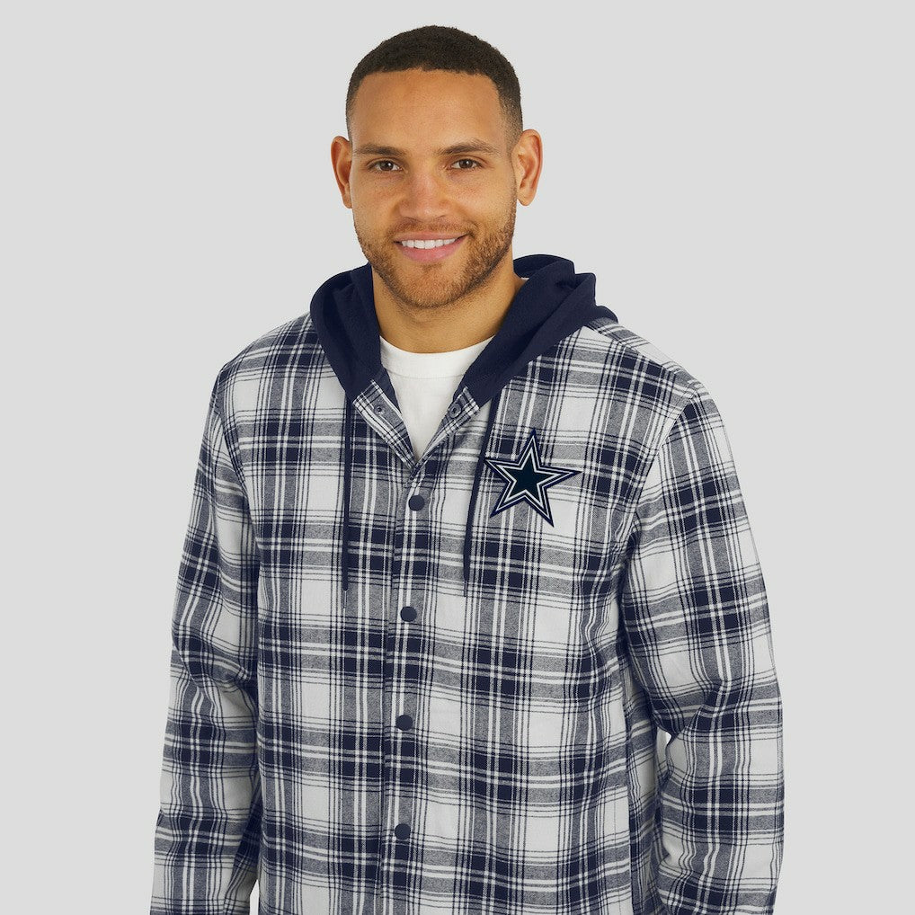 Dallas Cowboys Fanatics Darius Rucker Collection Plaid Flannel Quilted Full-Snap Hooded Shacket