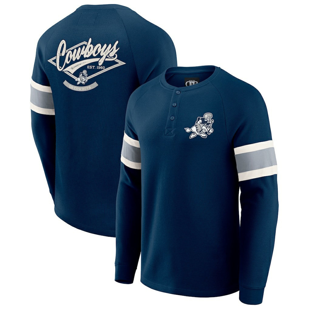 Dallas Cowboys Fanatics Darius Rucker Collection Waffle-Knit Raglan Long Sleeve Henley T-Shirt