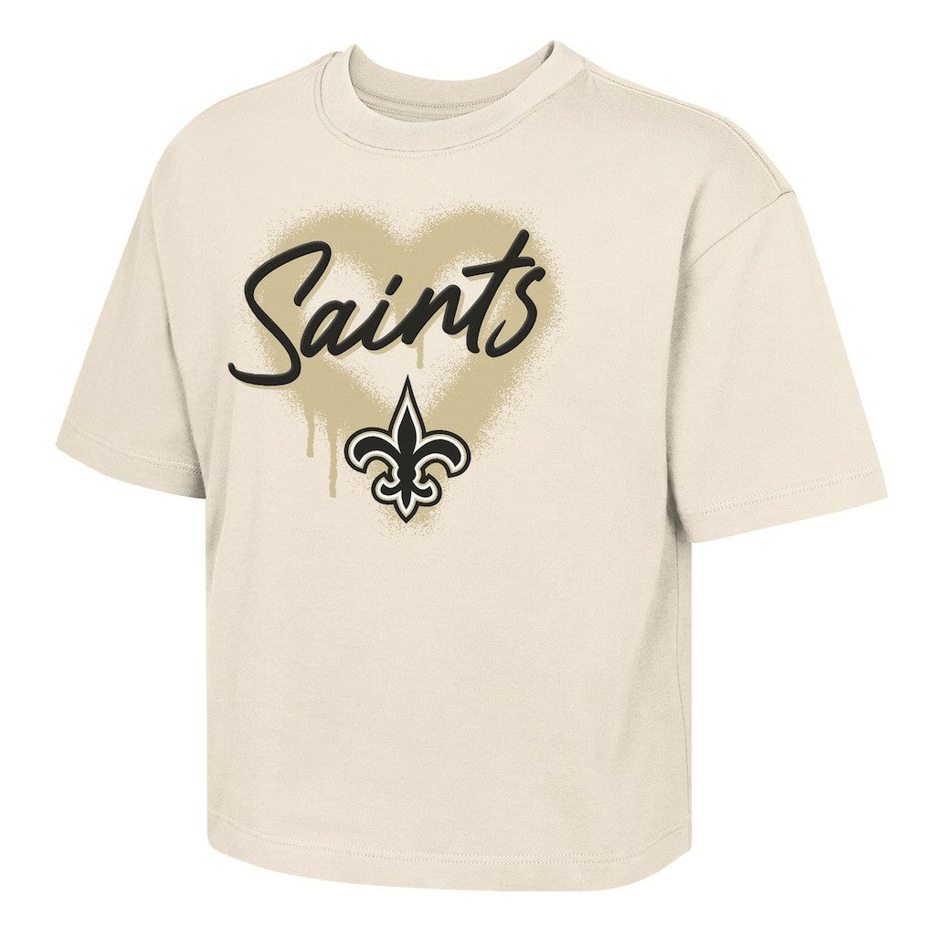 New Orleans Saints  Outerstuff Girl's Youth Spray Heart Boxy T-Shirt