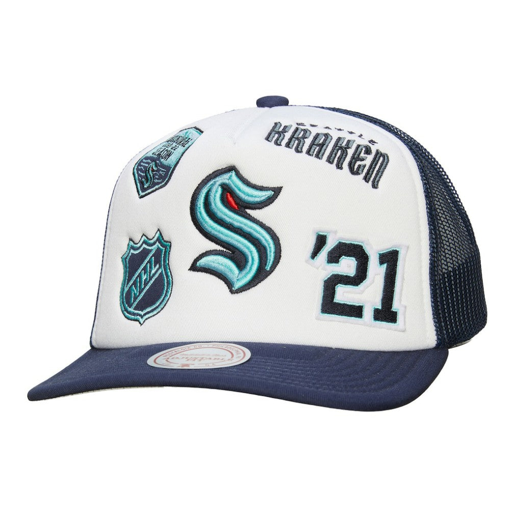Seattle Kraken Mitchell & Ness Gridlock Trucker Adjustable Hat Discount