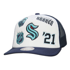 Seattle Kraken Mitchell & Ness Gridlock Trucker Adjustable Hat Discount