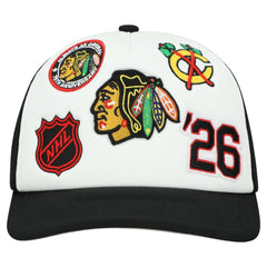 Chicago Blackhawks Mitchell & Ness Gridlock Trucker Adjustable Hat For Sale