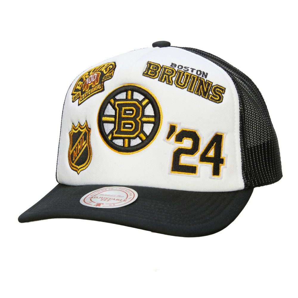 Boston Bruins Mitchell & Ness Gridlock Trucker Adjustable Hat Sale