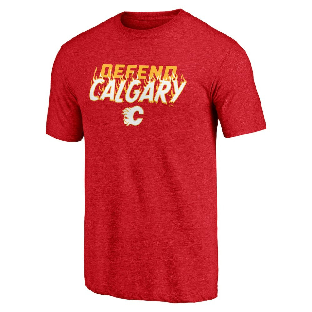 Calgary Flames Shoot to Score Tri-Blend T-Shirt On Sale