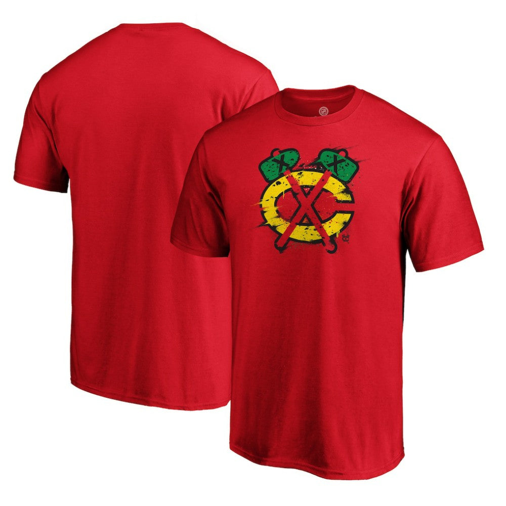 Chicago Blackhawks Splatter Logo T-Shirt Outlet