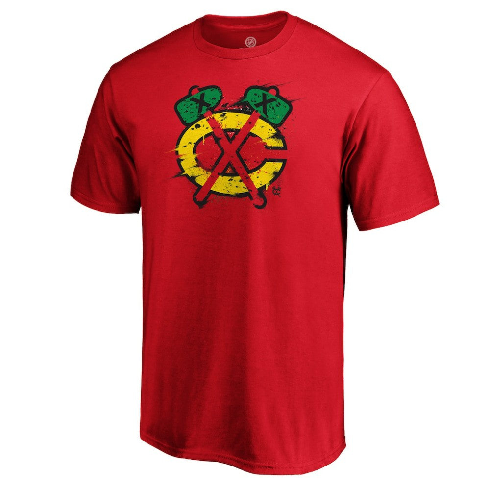 Chicago Blackhawks Splatter Logo T-Shirt Outlet