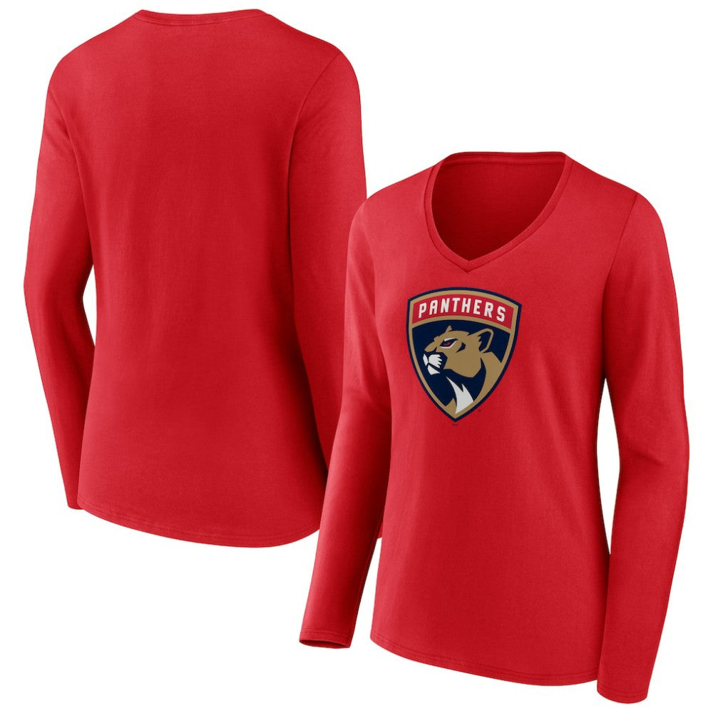 Florida Panthers Women's Primary Logo Long Sleeve V-Neck T-Shirt On Sale