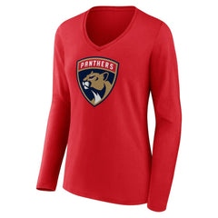 Florida Panthers Women's Primary Logo Long Sleeve V-Neck T-Shirt On Sale