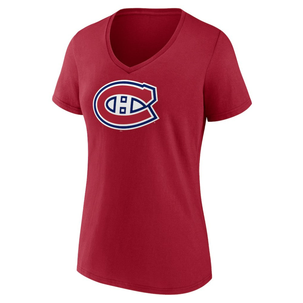 Montreal Canadiens Women's Primary Logo V-Neck T-Shirt For Sale