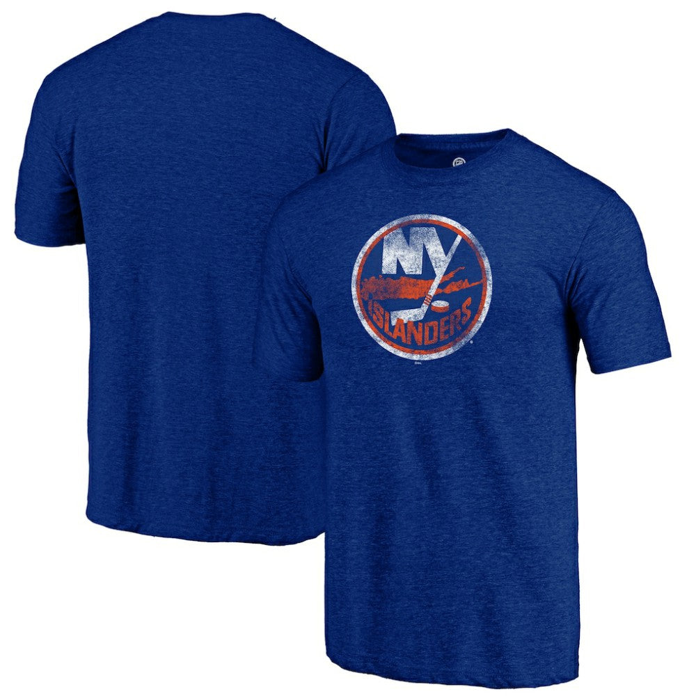 New York Islanders Distressed Logo Tri-Blend T-Shirt For Sale