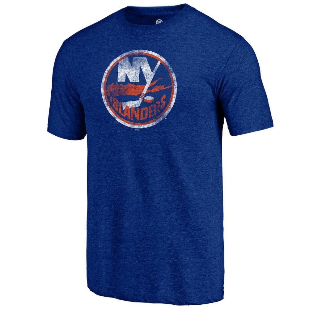 New York Islanders Distressed Logo Tri-Blend T-Shirt For Sale