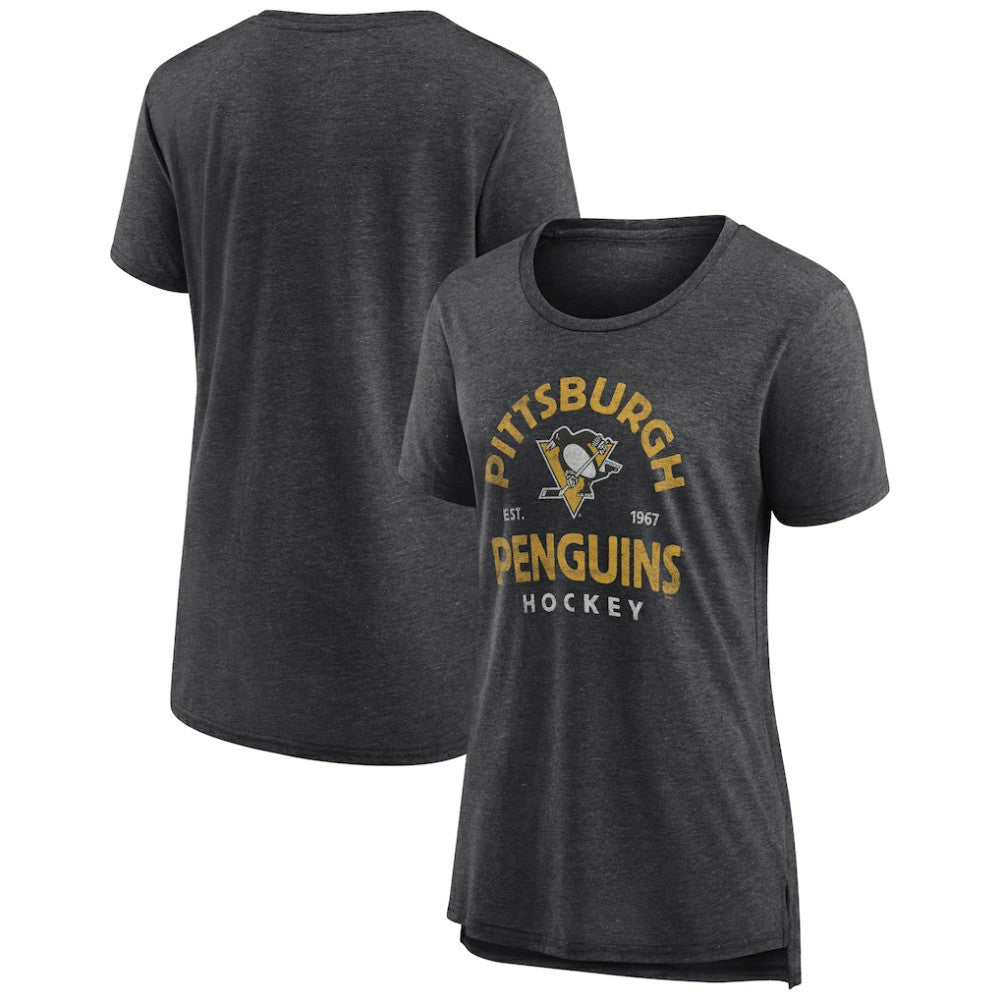 Pittsburgh Penguins Women's Vintage Arch Tri-Blend T-Shirt For Sale