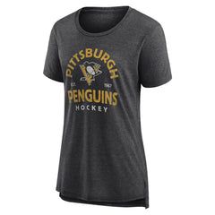 Pittsburgh Penguins Women's Vintage Arch Tri-Blend T-Shirt For Sale