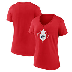 Vancouver Canucks Women's Canada Day V-Neck T-Shirt Outlet