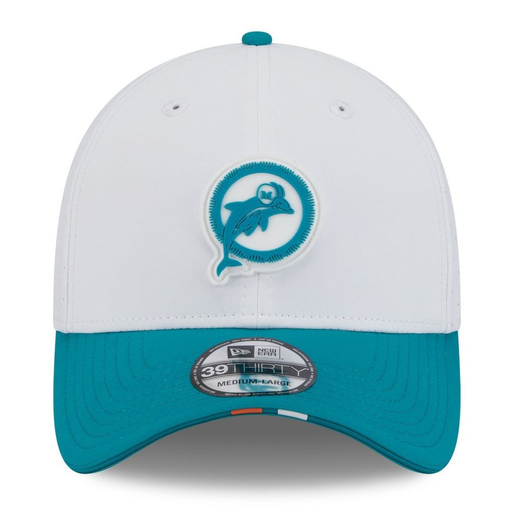 Miami Dolphins New Era 2025 NFL Training Camp Throwback Logo 39THIRTY Flex Hat