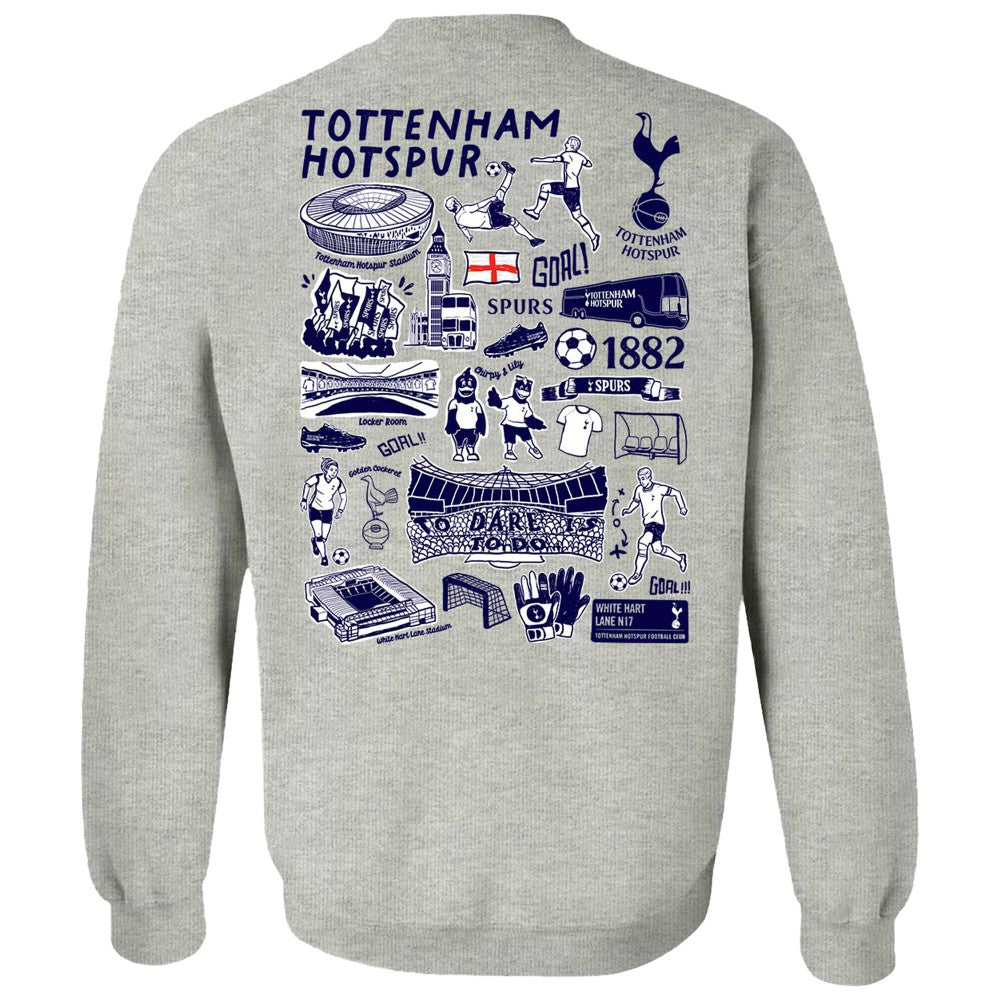 Tottenham Hotspur Vive La Fete Women's Impressions Artwork Pullover Sweatshirt Gray