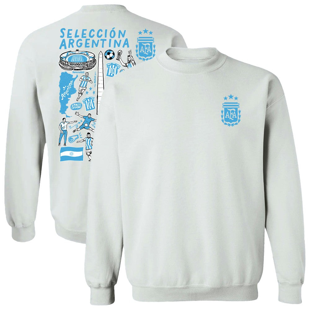 Argentina National Team Vive La Fete Women's Impressions Artwork Pullover Sweatshirt White