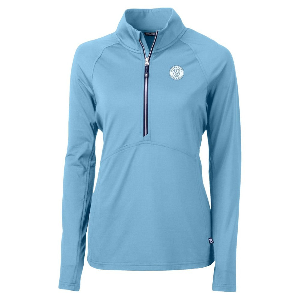 Milwaukee Brewers Cutter & Buck Women's Raglan Adapt Eco Knit Stretch Recycled Half-Zip Top | MLB Discount