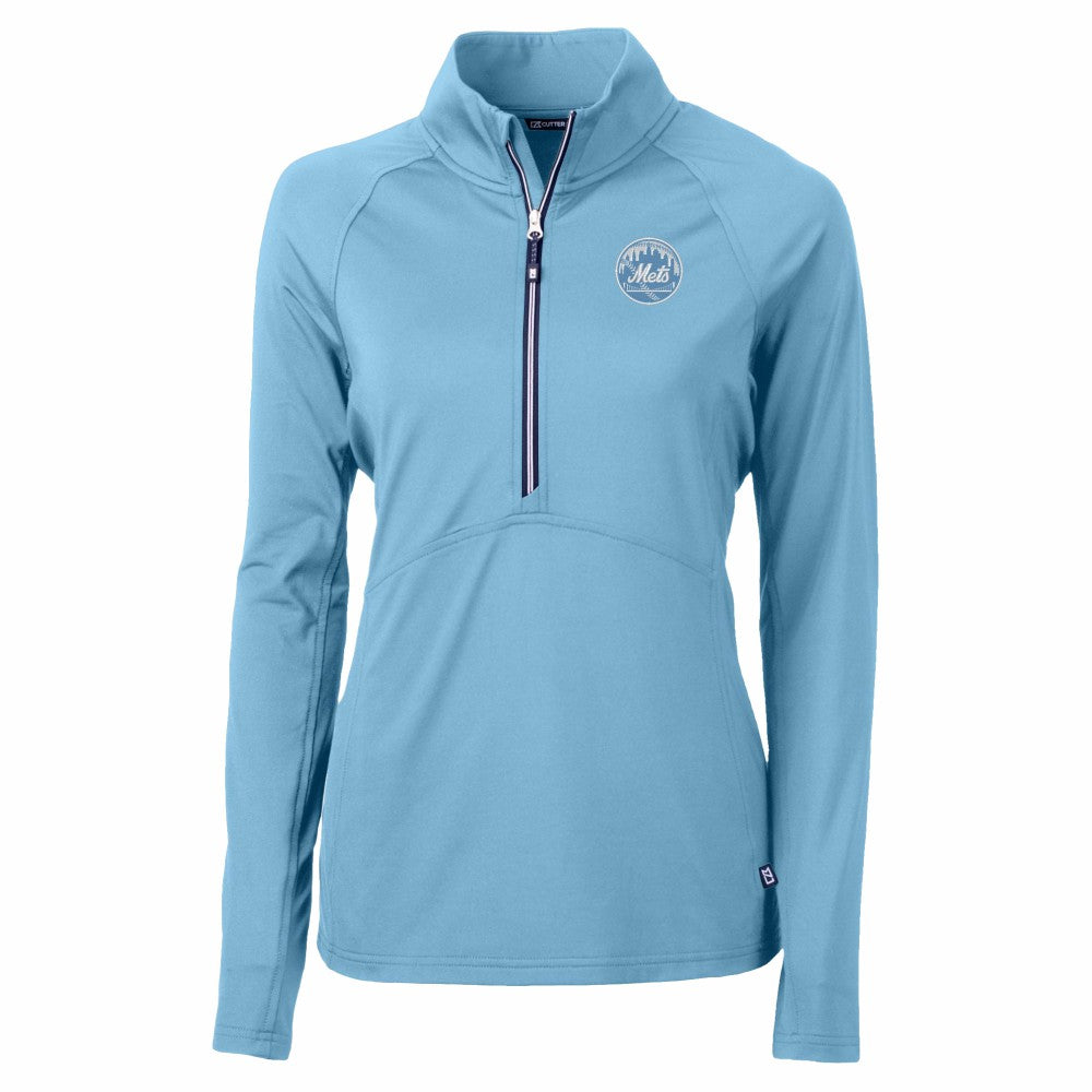 New York Mets Cutter & Buck Women's Raglan Adapt Eco Knit Stretch Recycled Half-Zip Top | MLB Online