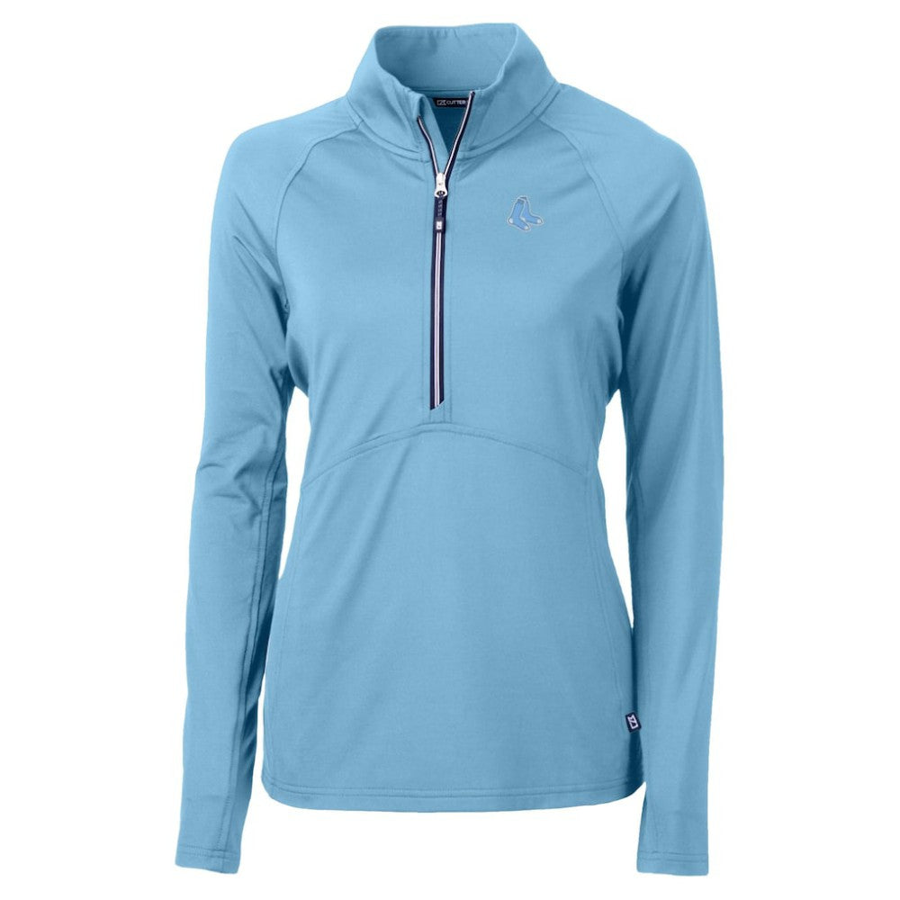 Boston Red Sox Cutter & Buck Women's Raglan Adapt Eco Knit Stretch Recycled Half-Zip Top | MLB Shop