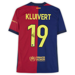 Patrick Kluivert Barcelona Autographed 2024-25 Red/Blue Home Jersey BAS - Fanatics