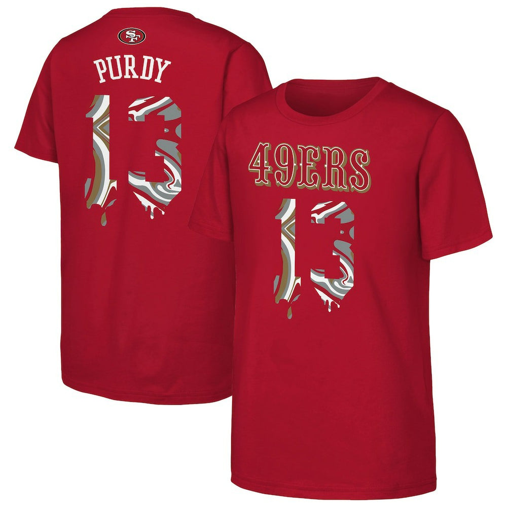 San Francisco 49ers  Brock Purdy  Outerstuff Youth Mainliner Drip Player Name & Number T-Shirt