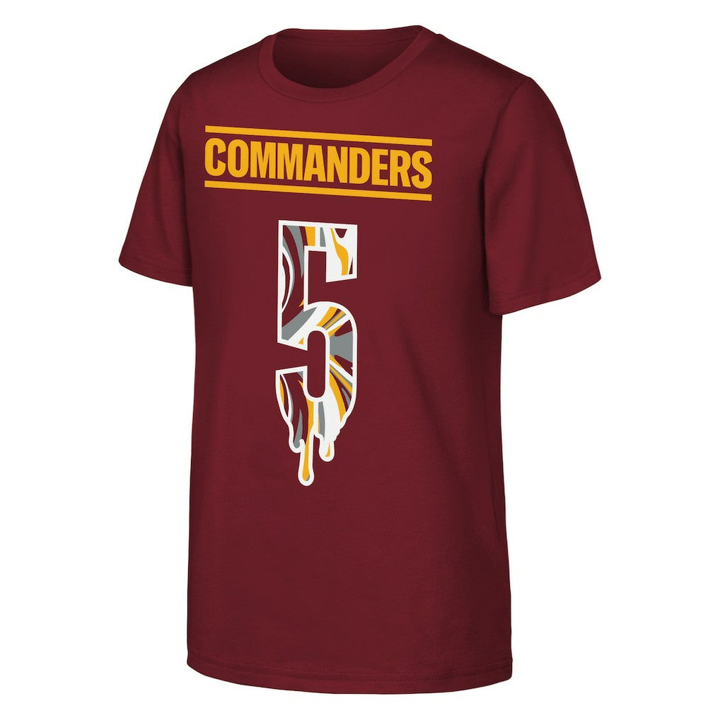 Washington Commanders  Jayden Daniels  Outerstuff Youth Mainliner Drip Player Name & Number T-Shirt