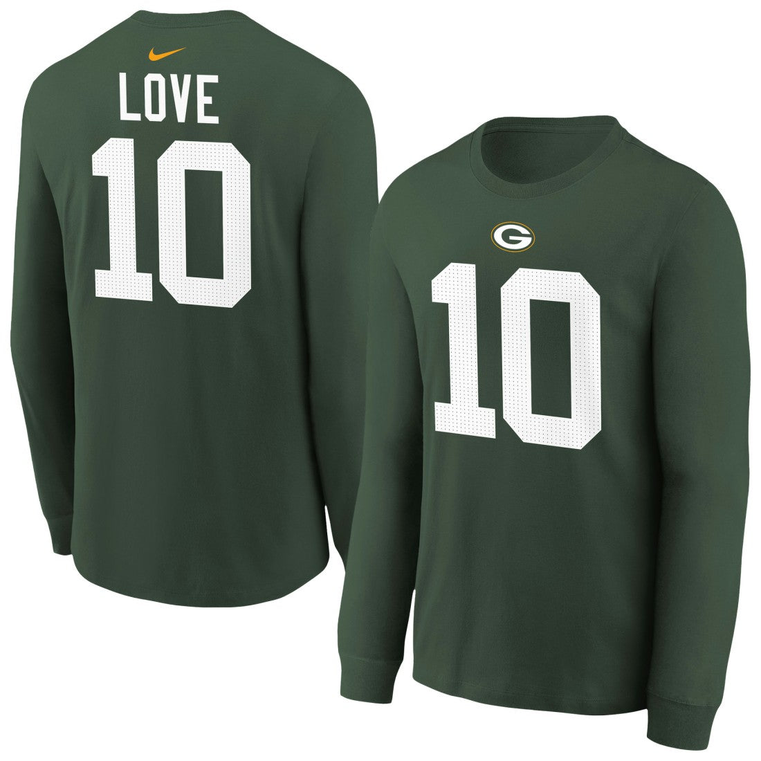 Green Bay Packers Nike Jordan Love  Youth Player Name & Number Long Sleeve T-Shirt