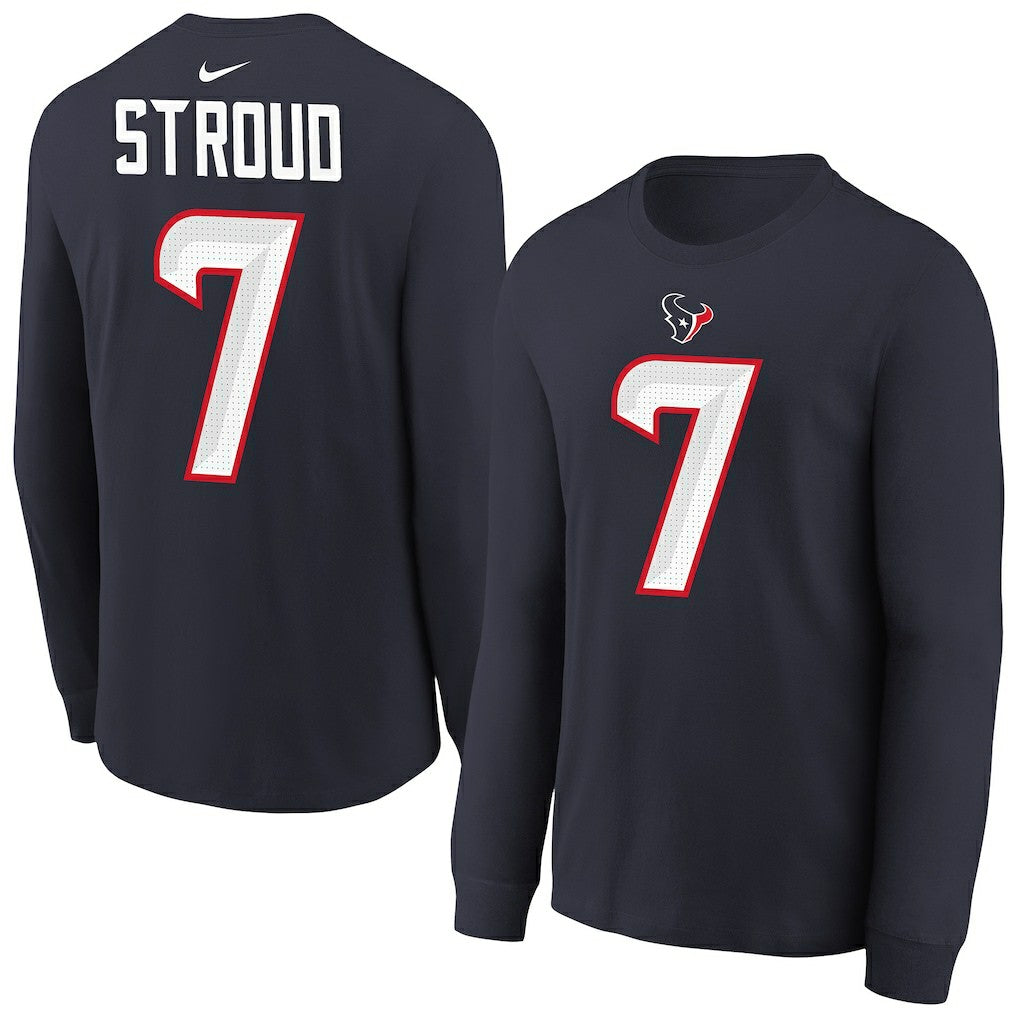 Houston Texans Nike C.J. Stroud  Youth Player Name & Number Long Sleeve T-Shirt