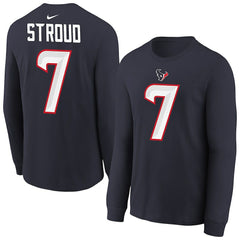 Houston Texans Nike C.J. Stroud  Youth Player Name & Number Long Sleeve T-Shirt