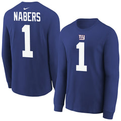 New York Giants Nike Malik Nabers  Youth Player Name & Number Long Sleeve T-Shirt