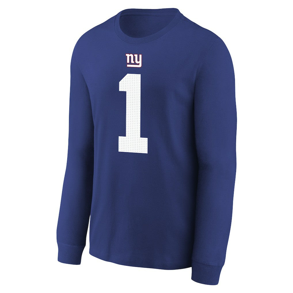New York Giants Nike Malik Nabers  Youth Player Name & Number Long Sleeve T-Shirt