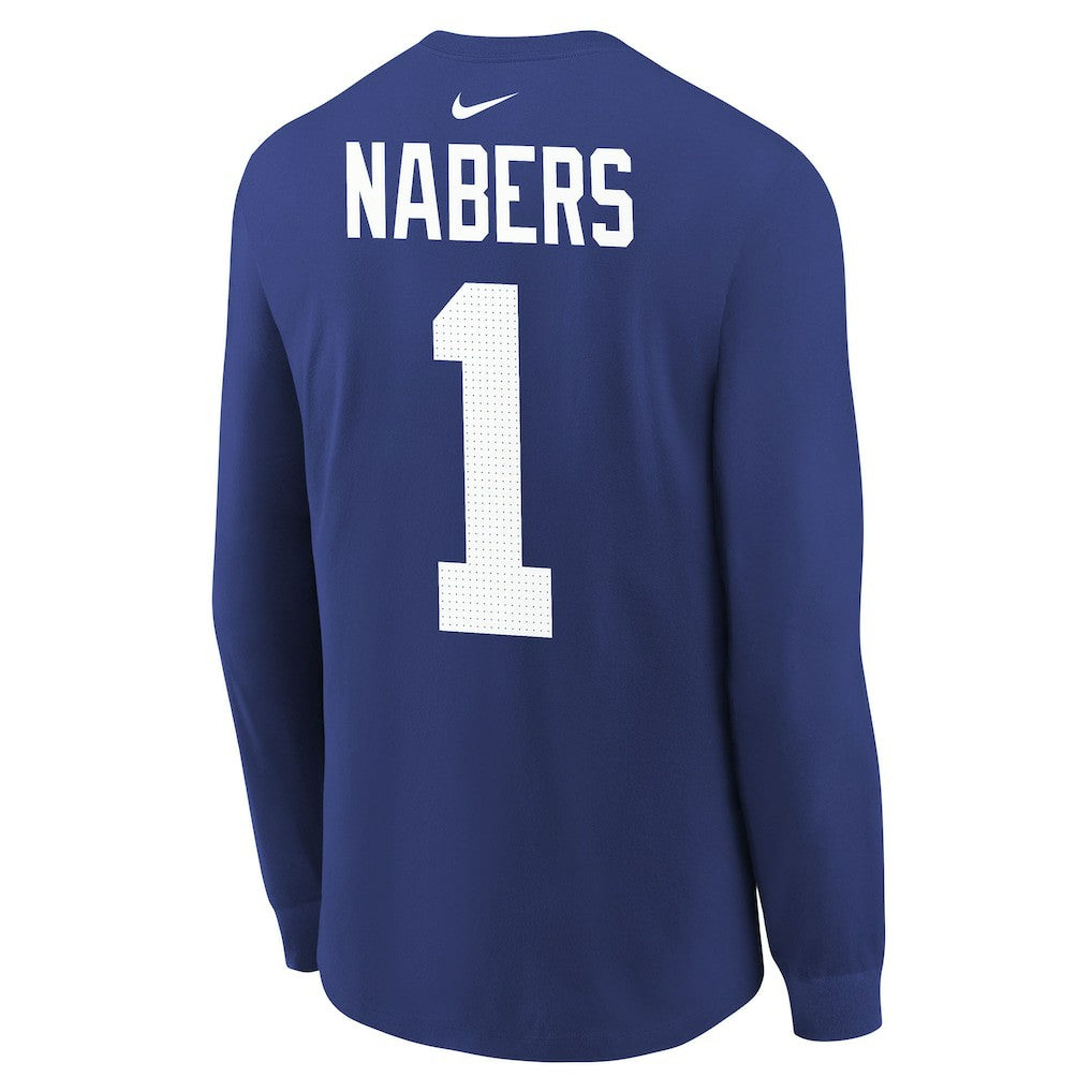 New York Giants Nike Malik Nabers  Youth Player Name & Number Long Sleeve T-Shirt