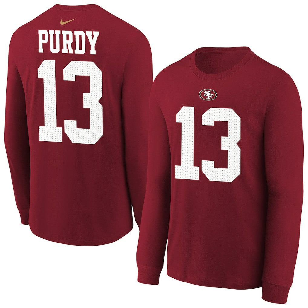 San Francisco 49ers Nike Brock Purdy  Youth Player Name & Number Long Sleeve T-Shirt