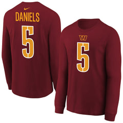 Washington Commanders Nike Jayden Daniels  Youth Player Name & Number Long Sleeve T-Shirt