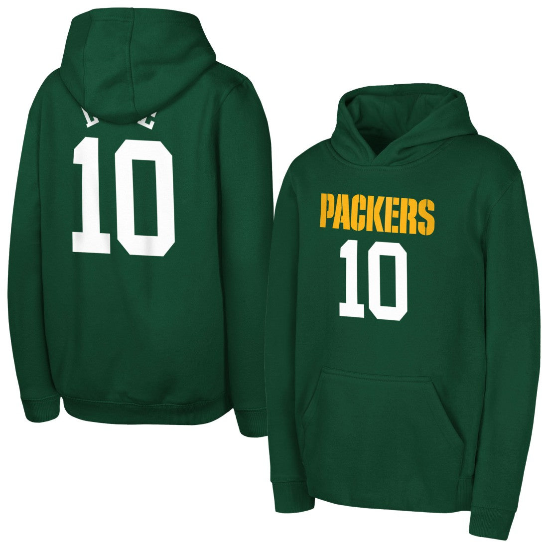 Green Bay Packers  Jordan Love  Outerstuff Mainliner Player Name & Number Hoodie