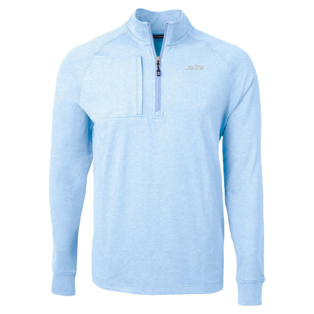 New York Jets  Cutter & Buck Raglan Adapt Eco Knit Heather Quarter-Zip Top