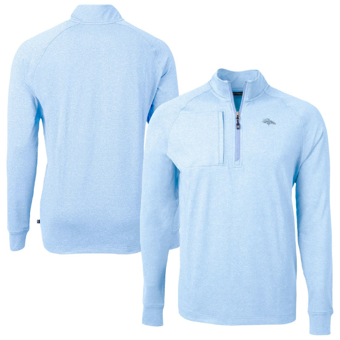 Denver Broncos  Cutter & Buck Raglan Adapt Eco Knit Heather Quarter-Zip Top