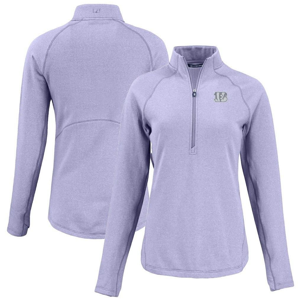 Cincinnati Bengals  Cutter & Buck Women's Peshastin Eco Fleece Recycled Half-Zip Top