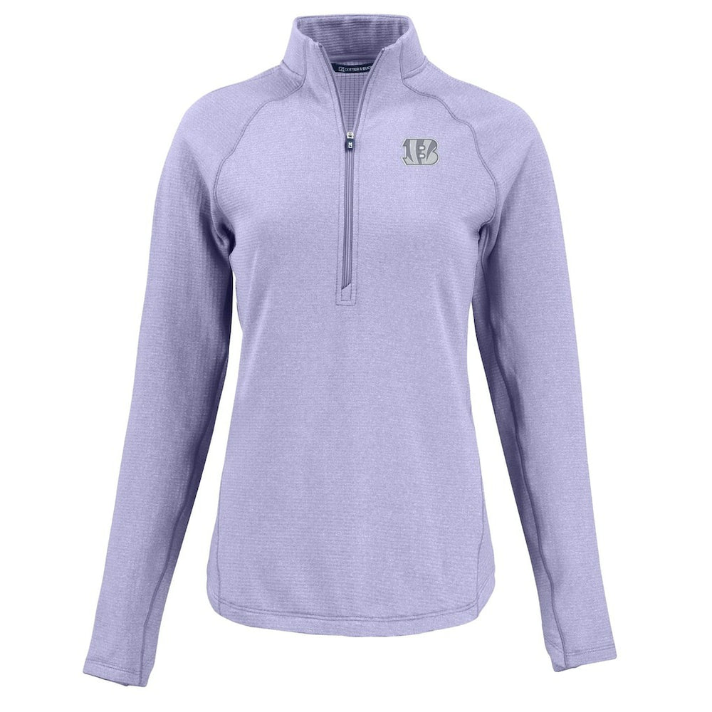 Cincinnati Bengals  Cutter & Buck Women's Peshastin Eco Fleece Recycled Half-Zip Top