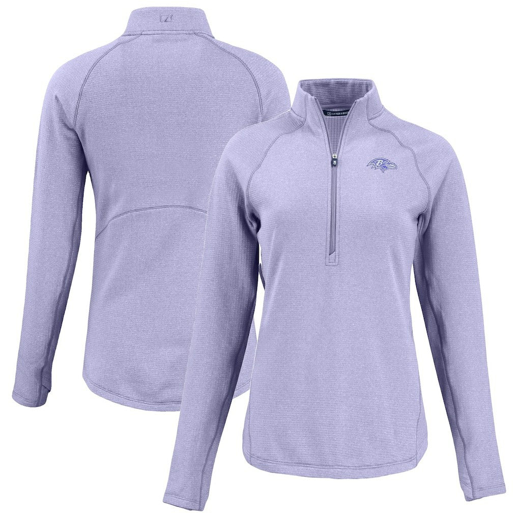 Baltimore Ravens  Cutter & Buck Women's Peshastin Eco Fleece Recycled Half-Zip Top