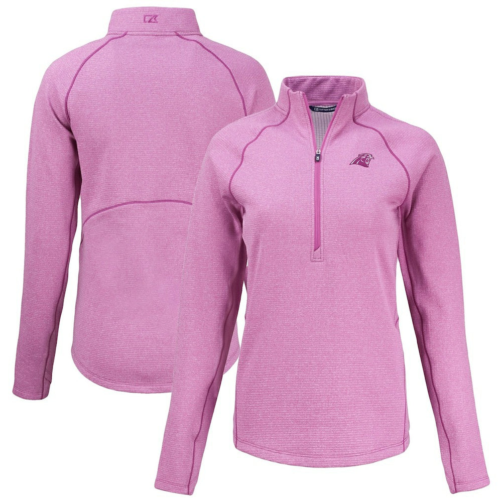 Carolina Panthers  Cutter & Buck Women's Peshastin Eco Fleece Recycled Half-Zip Top