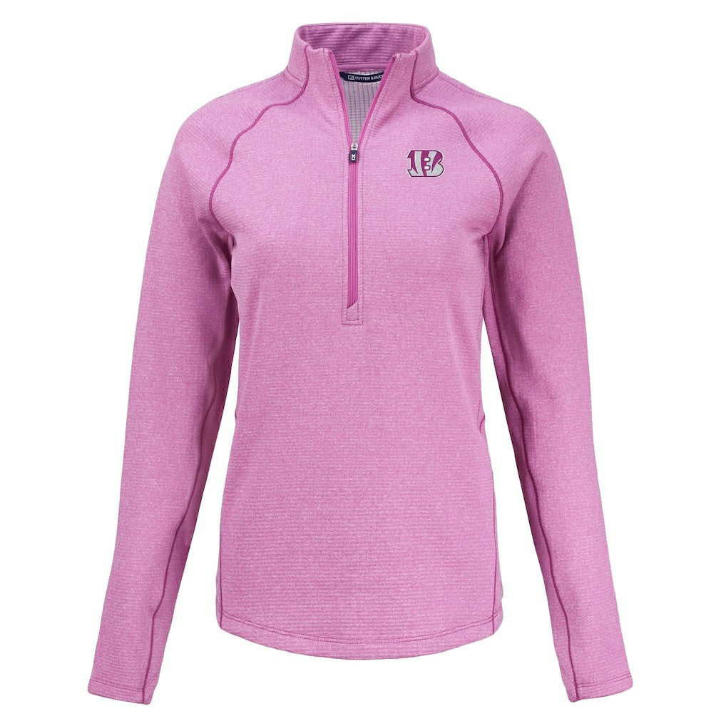 Cincinnati Bengals  Cutter & Buck Women's Peshastin Eco Fleece Recycled Half-Zip Top