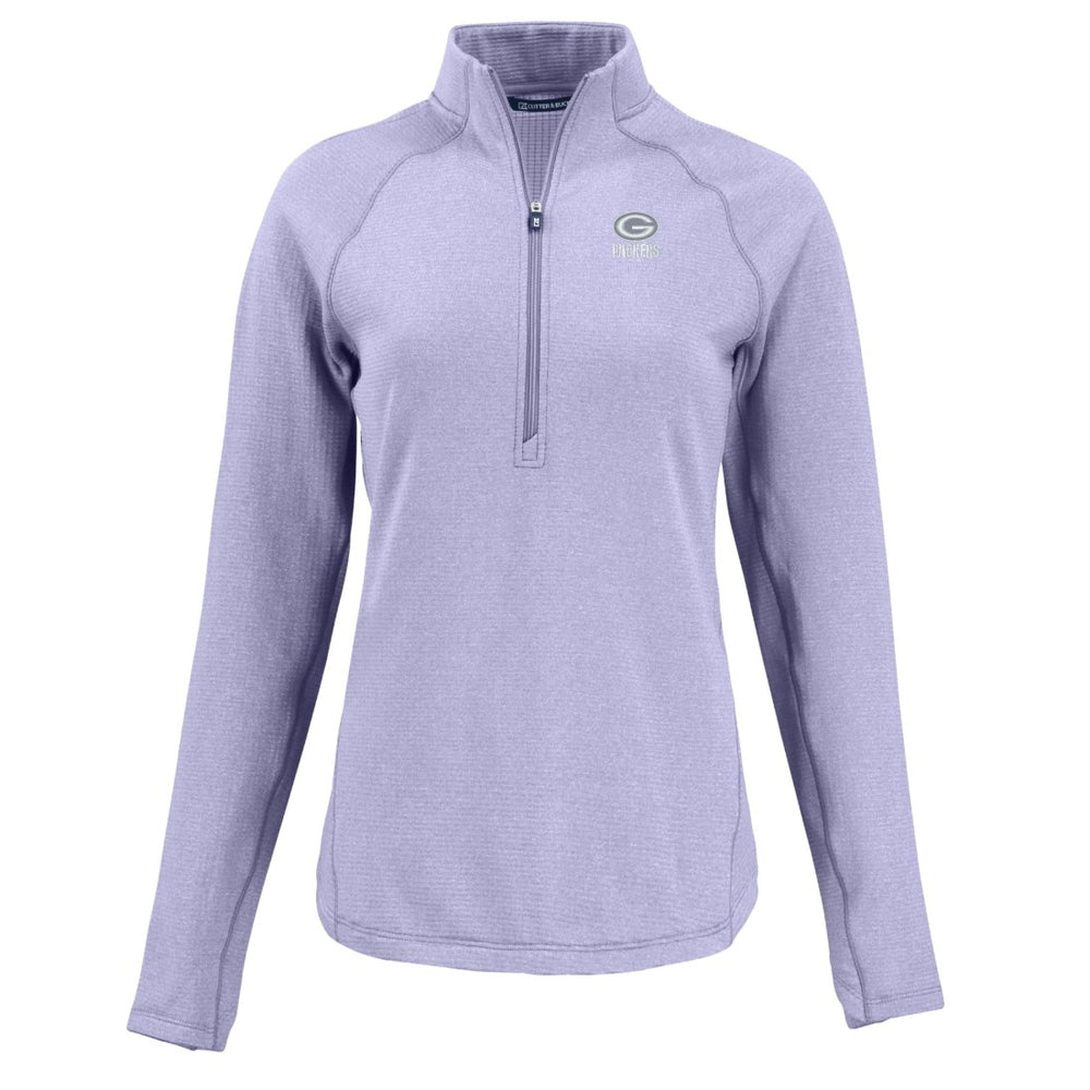 Green Bay Packers  Cutter & Buck Women's Peshastin Eco Fleece Recycled Half-Zip Top