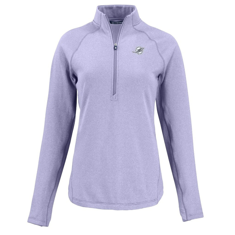 Miami Dolphins  Cutter & Buck Women's Peshastin Eco Fleece Recycled Half-Zip Top