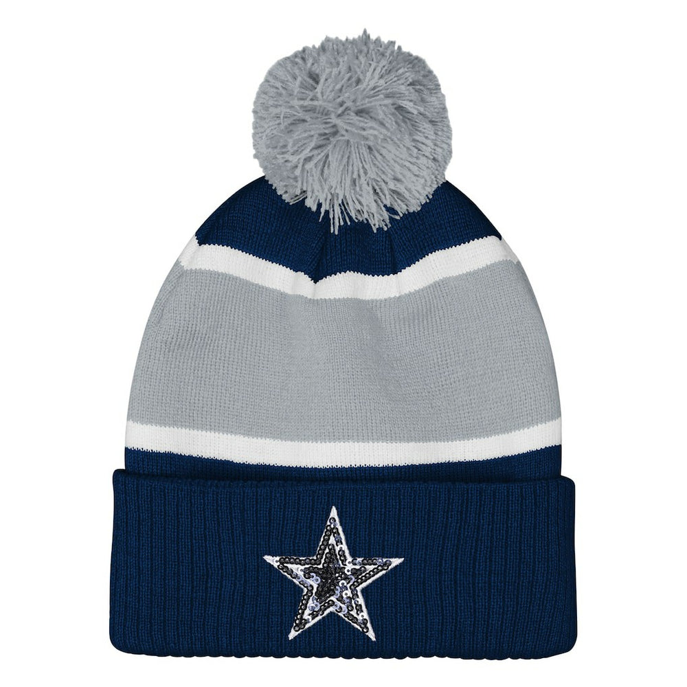 Dallas Cowboys  Outerstuff Girls Youth Let's Play Cuffed Knit Hat with Pom