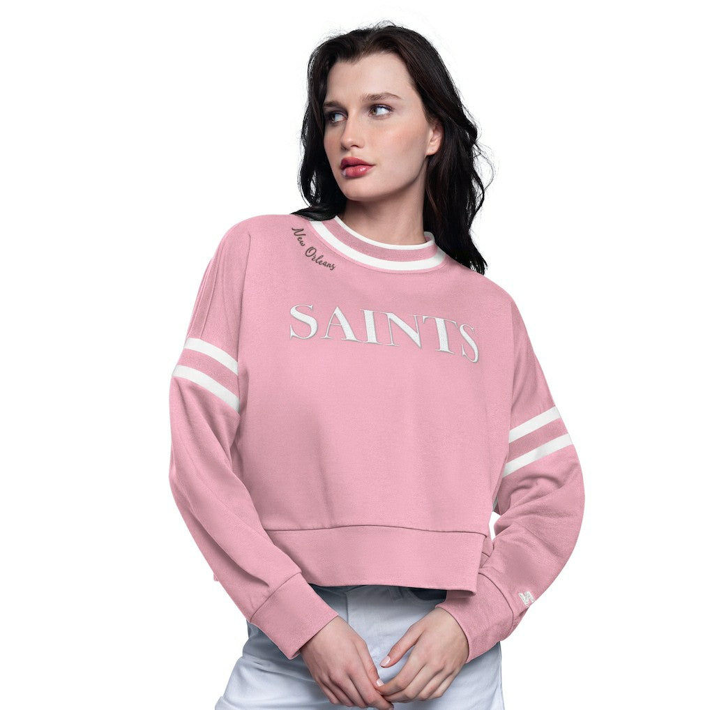 New Orleans Saints  Starter Women's Power Play Cropped Pullover Sweatshirt
