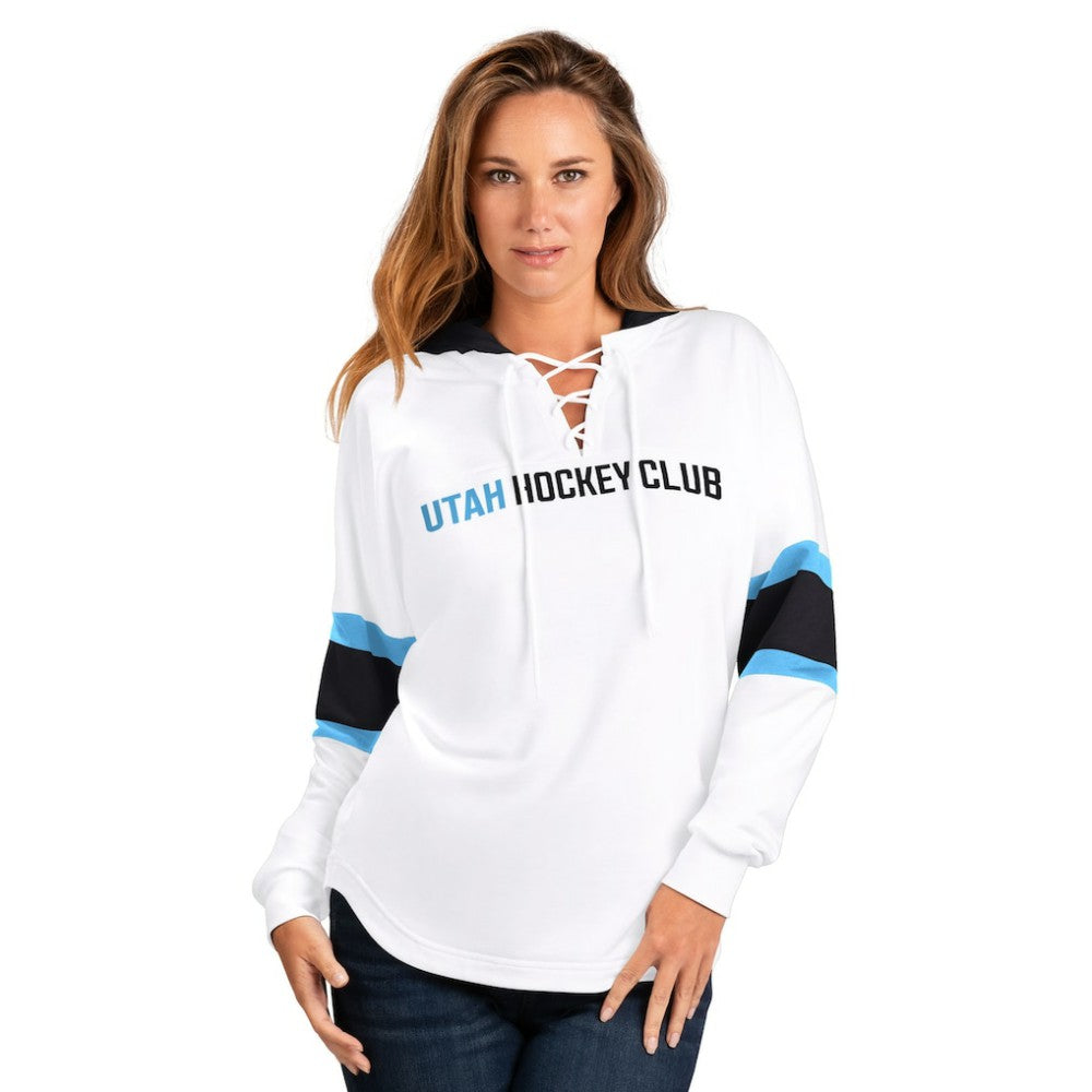 Utah Mammoth G-III 4Her by Carl Banks Women's Goal Zone Long Sleeve Lace-Up Hoodie T-Shirt Discount